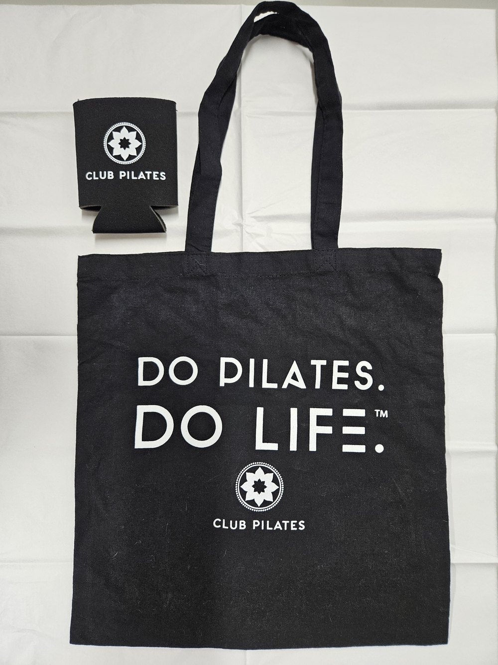 Club Pilates Do Pilates Do Life Black Tote Bag & Koozie Bundle